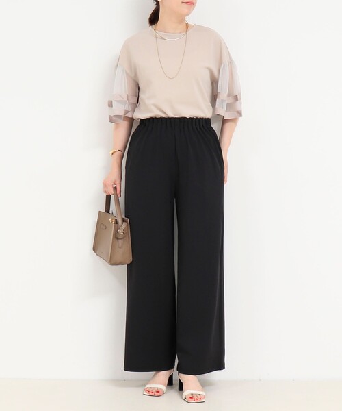 MICO COULIER(ミコクリエ)の「CICA配合サークルストレッチワイドパンツ(その他パンツ・レディース・ベージュ/ブラック・36/38)」の10枚目の写真