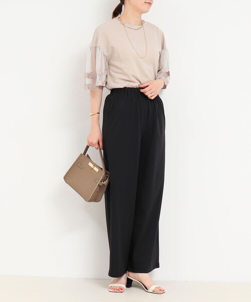 MICO COULIER(ミコクリエ)の「CICA配合サークルストレッチワイドパンツ(その他パンツ・レディース・ベージュ/ブラック・36/38)」の12枚目の写真