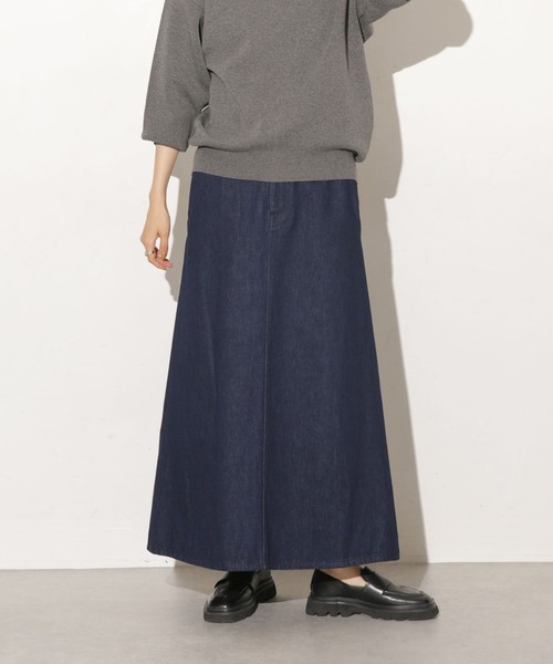 NANO universe（ナノユニバース）の「台形ロングカラーデニムスカート（デニムスカート・レディース・ブルー/ブラック/ブラウン/グリーン・マルチサイズ）」の4枚目の写真
