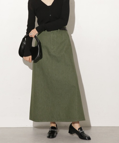 NANO universe（ナノユニバース）の「台形ロングカラーデニムスカート（デニムスカート・レディース・ブルー/ブラック/ブラウン/グリーン・マルチサイズ）」の3枚目の写真