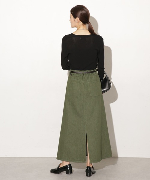 NANO universe（ナノユニバース）の「台形ロングカラーデニムスカート（デニムスカート・レディース・ブルー/ブラック/ブラウン/グリーン・マルチサイズ）」の21枚目の写真