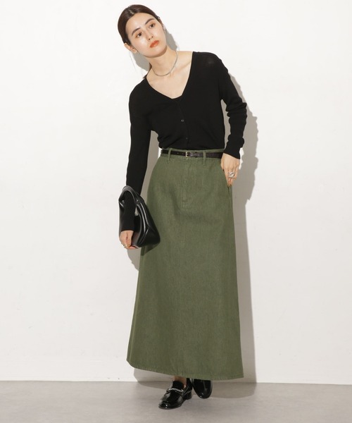 NANO universe（ナノユニバース）の「台形ロングカラーデニムスカート（デニムスカート・レディース・ブルー/ブラック/ブラウン/グリーン・マルチサイズ）」の12枚目の写真