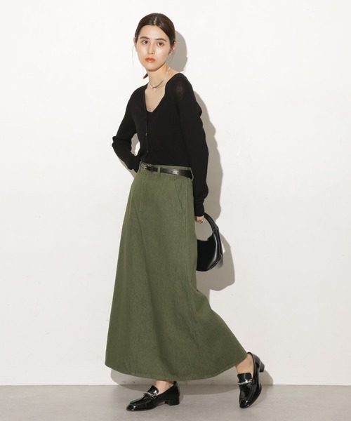 NANO universe（ナノユニバース）の「台形ロングカラーデニムスカート（デニムスカート・レディース・ブルー/ブラック/ブラウン/グリーン・マルチサイズ）」の13枚目の写真