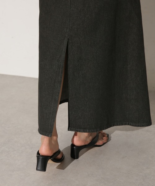 NANO universe（ナノユニバース）の「台形ロングカラーデニムスカート（デニムスカート・レディース・ブルー/ブラック/ブラウン/グリーン・マルチサイズ）」の6枚目の写真