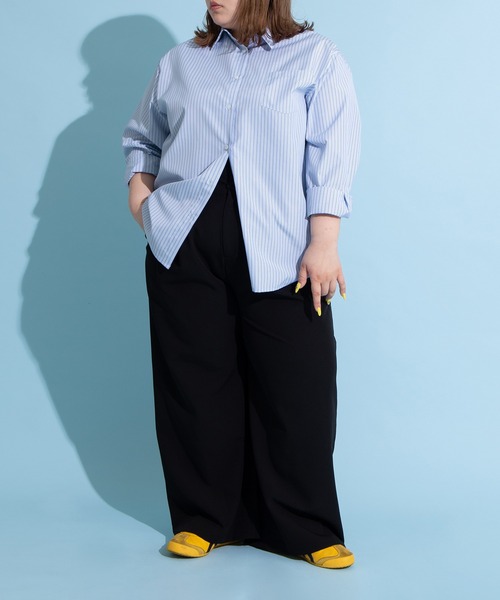 PUNYUS（プニュズ）の「キャンディストライプシャツ（シャツ/ブラウス・レディース・サックスブルー/ピンク/イエロー・1/2/4/3）」の7枚目の写真