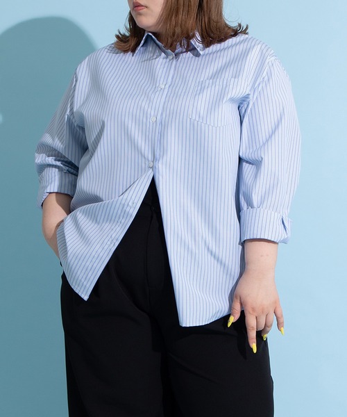 PUNYUS（プニュズ）の「キャンディストライプシャツ（シャツ/ブラウス・レディース・サックスブルー/ピンク/イエロー・1/2/4/3）」の8枚目の写真