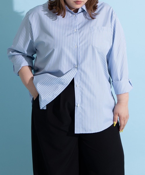 PUNYUS（プニュズ）の「キャンディストライプシャツ（シャツ/ブラウス・レディース・サックスブルー/ピンク/イエロー・1/2/4/3）」の9枚目の写真