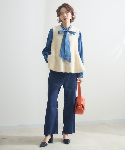 Dignite Collier フェザーヤーンペプラムジレ　ブラック セール】Dignite Collier フェザーヤーンペプラムジレ（ベスト