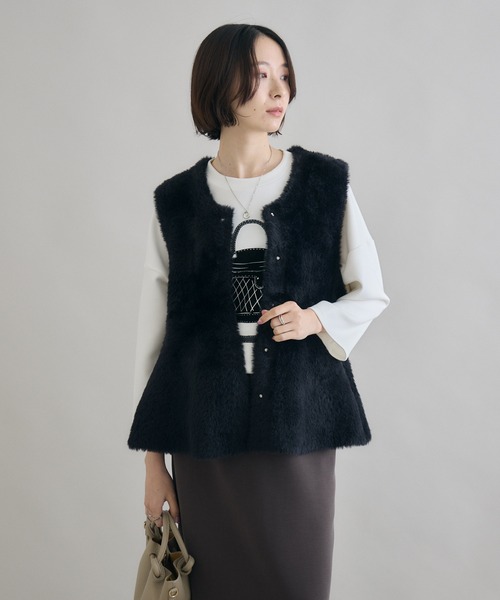 セール】Dignite Collier フェザーヤーンペプラムジレ（ベスト