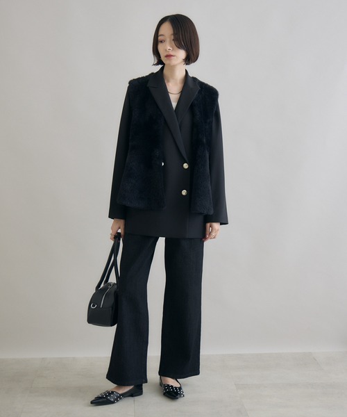 Dignite Collier フェザーヤーンペプラムジレ　ブラック セール】Dignite Collier フェザーヤーンペプラムジレ（ベスト