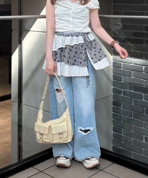 idem（イデム）の「double pocket nylon bag / ダブルポケットナイロンバッグ（ショルダーバッグ・レディース・アイボリー/ブラック/イエロー・FREE）」の19枚目の写真