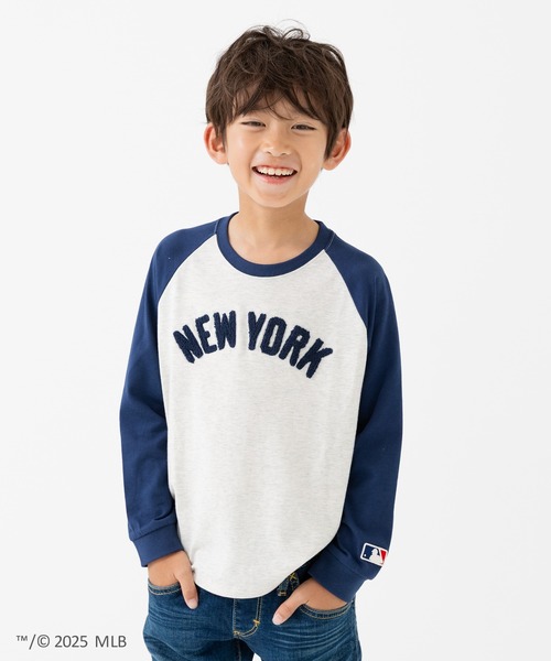 MLB（メジャーリーグベースボール）の「〈MLB〉サガラ刺繍ロゴ ラグラン長袖Tシャツ（Tシャツ/カットソー・キッズ・ブラック/ネイビー/ブラウン・90cm/100cm/110cm/120cm/130cm/140cm/150cm/160cm）」の3枚目の写真