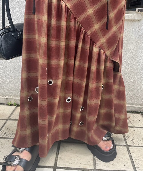 CHECK EYELET SEMI FLARE SKIRT（スカート）｜Ameri（アメリ）の