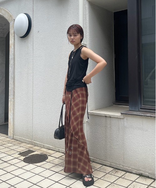 CHECK EYELET SEMI FLARE SKIRT（スカート）｜Ameri（アメリ）の