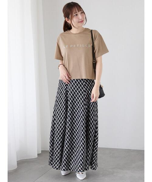 Te chichi TERRASSE（テチチテラス）の「【接触冷感】ラインストーンクロップドTシャツ（Tシャツ/カットソー・レディース・オフホワイト/モカ/ブラック・F）」の4枚目の写真