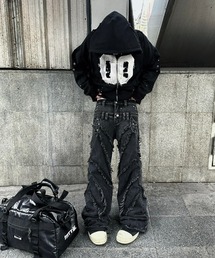 COZY WORLDWIDE（コージーワールドワイド）の「【Cozy world Wide】00 KNIGHT CLUB HOODZIP / 【コージーワールドワイド】ナンバープリントリベットジップパーカー（パーカー）」