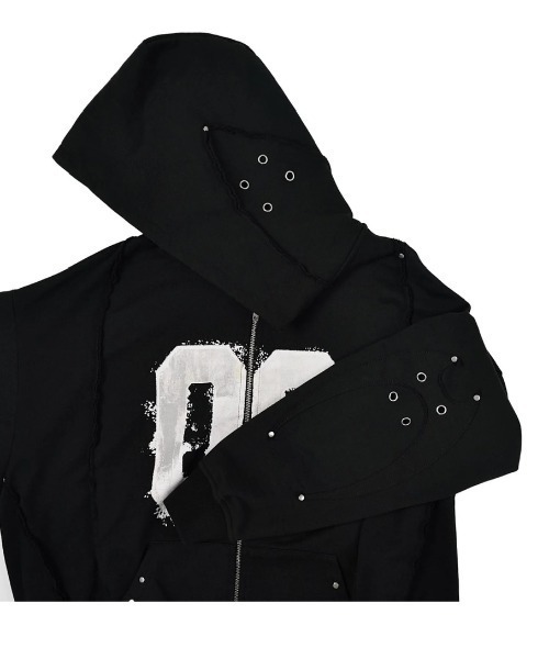 COZY WORLDWIDE（コージーワールドワイド）の「【Cozy world Wide】00 KNIGHT CLUB HOODZIP / 【コージーワールドワイド】ナンバープリントリベットジップパーカー（パーカー・メンズ・ブラック・M/L）」の9枚目の写真
