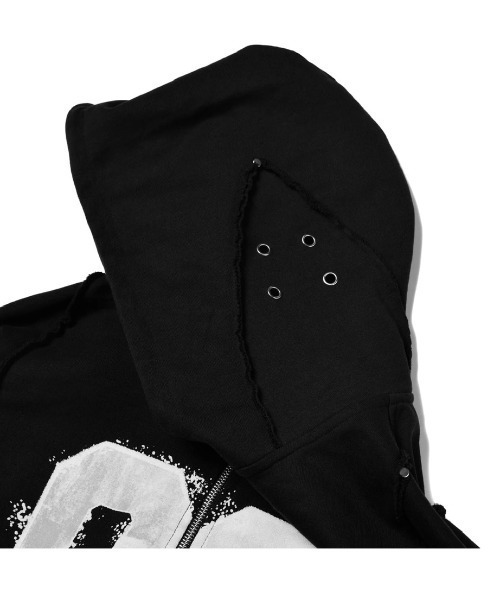 COZY WORLDWIDE（コージーワールドワイド）の「【Cozy world Wide】00 KNIGHT CLUB HOODZIP / 【コージーワールドワイド】ナンバープリントリベットジップパーカー（パーカー・メンズ・ブラック・M/L）」の10枚目の写真