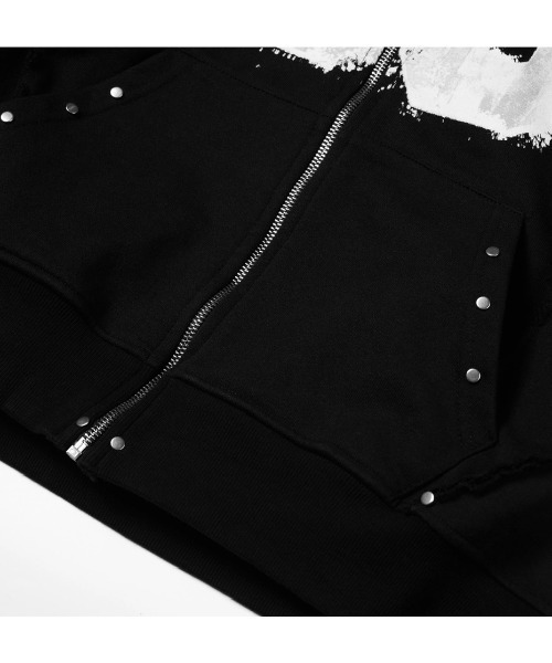 COZY WORLDWIDE（コージーワールドワイド）の「【Cozy world Wide】00 KNIGHT CLUB HOODZIP / 【コージーワールドワイド】ナンバープリントリベットジップパーカー（パーカー・メンズ・ブラック・M/L）」の11枚目の写真
