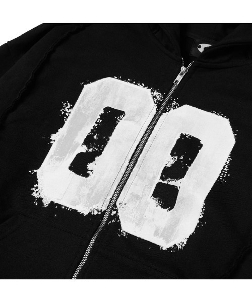 COZY WORLDWIDE（コージーワールドワイド）の「【Cozy world Wide】00 KNIGHT CLUB HOODZIP / 【コージーワールドワイド】ナンバープリントリベットジップパーカー（パーカー・メンズ・ブラック・M/L）」の12枚目の写真