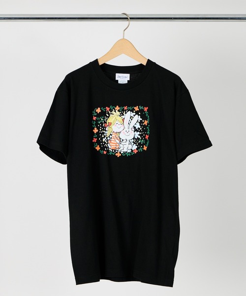 salle de bal（サルデバル）の「【 ADo Mizumori / 水森亜土 】ウサギ＆ガールTシャツ　WNI（Tシャツ/カットソー・レディース・ブラック/ホワイト・FREE）」の2枚目の写真