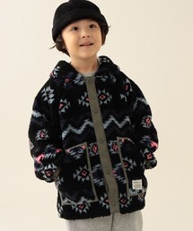BEAMS mini | リバーシブル 総柄ボア フードコート 2025FW(90~140cm)(その他アウター)