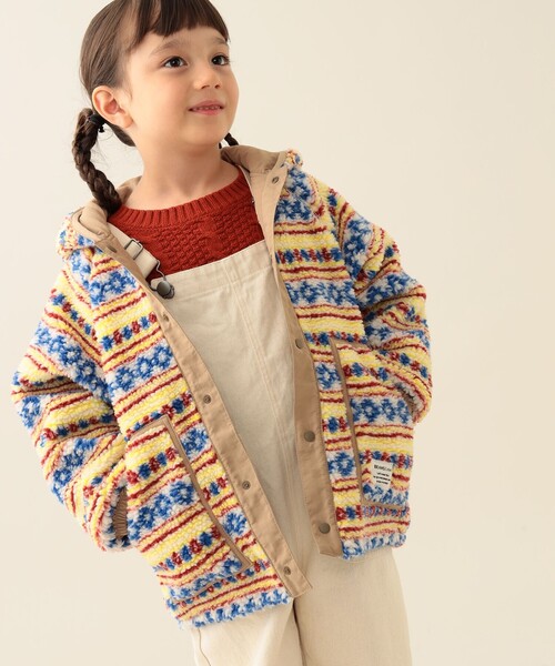 BEAMS mini(ビームスミニ)の「リバーシブル 総柄ボア フードコート 2025FW(90~140cm)(その他アウター・キッズ・ベージュ/オリーブ・100/140/130/120/110/90)」の3枚目の写真