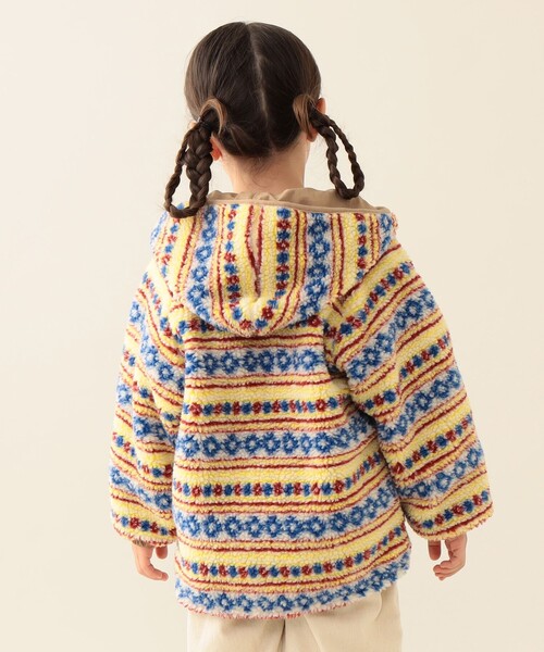 BEAMS mini(ビームスミニ)の「リバーシブル 総柄ボア フードコート 2025FW(90~140cm)(その他アウター・キッズ・ベージュ/オリーブ・100/140/130/120/110/90)」の4枚目の写真