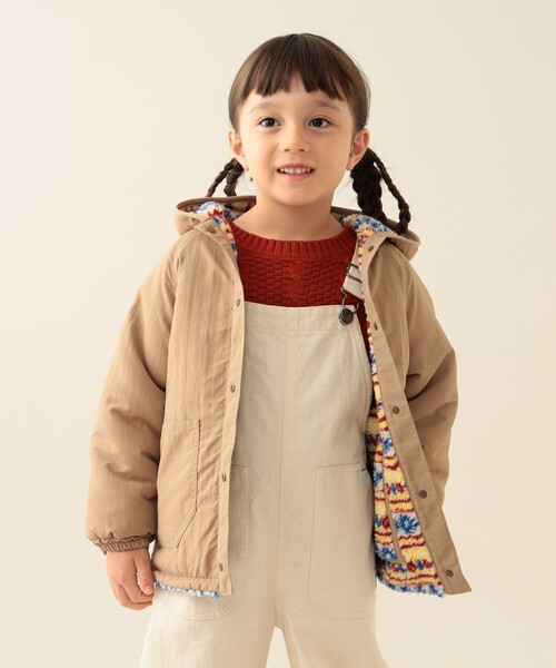BEAMS mini(ビームスミニ)の「リバーシブル 総柄ボア フードコート 2025FW(90~140cm)(その他アウター・キッズ・ベージュ/オリーブ・100/140/130/120/110/90)」の5枚目の写真