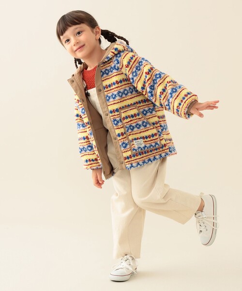 BEAMS mini(ビームスミニ)の「リバーシブル 総柄ボア フードコート 2025FW(90~140cm)(その他アウター・キッズ・ベージュ/オリーブ・100/140/130/120/110/90)」の6枚目の写真