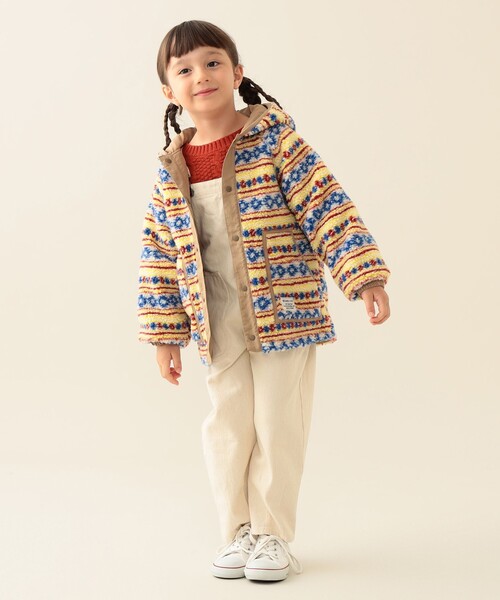 BEAMS mini(ビームスミニ)の「リバーシブル 総柄ボア フードコート 2025FW(90~140cm)(その他アウター・キッズ・ベージュ/オリーブ・100/140/130/120/110/90)」の8枚目の写真
