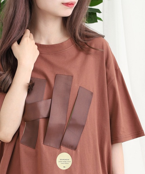 A.N.L(エーエヌエル レーベル)の「A.N.L テープモチーフ半袖Tシャツ(Tシャツ/カットソー・レディース・チャコールグレー/ブラウン/ブラック・38)」の1枚目の写真
