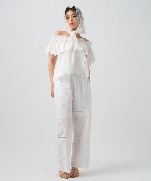 BAYFLOW（ベイフロー）の「[トレンドアイテム]パッチワークレースパンツ（その他パンツ・レディース・ブラック/ホワイト・FREE）」の3枚目の写真