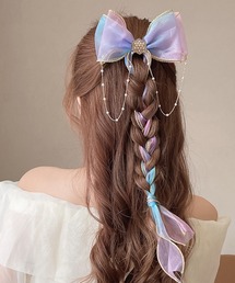 CALIFORNIA OUTFITTERS（カリフォルニア アウトフィッターズ）の「7B26 プリンセス オーロラカラー パールビジューリボンヘアクリップ（バレッタ/ヘアクリップ・キッズ）」