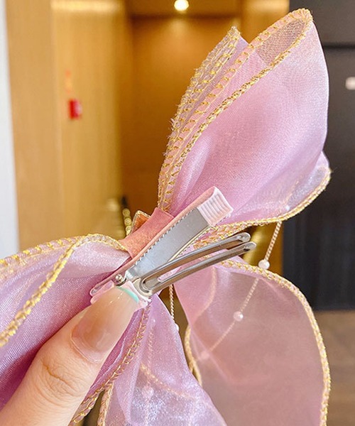 CALIFORNIA OUTFITTERS（カリフォルニア アウトフィッターズ）の「7B26 プリンセス オーロラカラー パールビジューリボンヘアクリップ（バレッタ/ヘアクリップ・キッズ・パープル/イエロー/ピンク/ブルー/ホワイト・ONESIZE）」の14枚目の写真