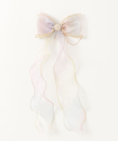 CALIFORNIA OUTFITTERS（カリフォルニア アウトフィッターズ）の「7B26 プリンセス オーロラカラー パールビジューリボンヘアクリップ（バレッタ/ヘアクリップ・キッズ・パープル/イエロー/ピンク/ブルー/ホワイト・ONESIZE）」の8枚目の写真