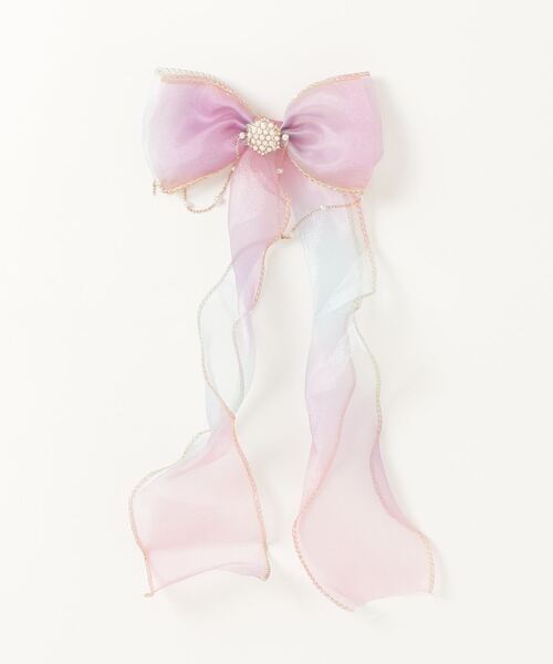 CALIFORNIA OUTFITTERS（カリフォルニア アウトフィッターズ）の「7B26 プリンセス オーロラカラー パールビジューリボンヘアクリップ（バレッタ/ヘアクリップ・キッズ・パープル/イエロー/ピンク/ブルー/ホワイト・ONESIZE）」の10枚目の写真