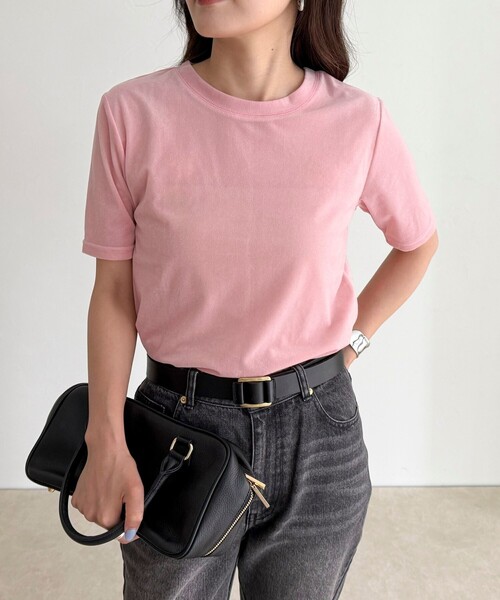 fredy emue（フレディエミュ）の「ベロア半袖Tシャツ（Tシャツ/カットソー・レディース・ブラック/ピンク/ブラウン/クリーム・38）」の4枚目の写真