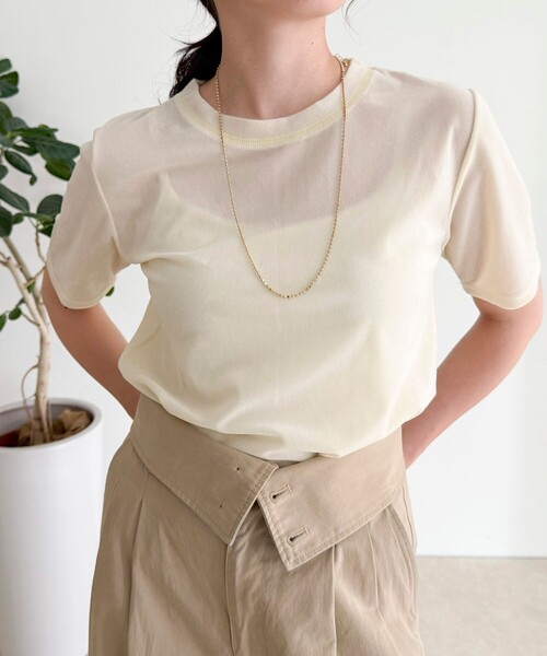 fredy emue（フレディエミュ）の「ベロア半袖Tシャツ（Tシャツ/カットソー・レディース・ブラック/ピンク/ブラウン/クリーム・38）」の3枚目の写真