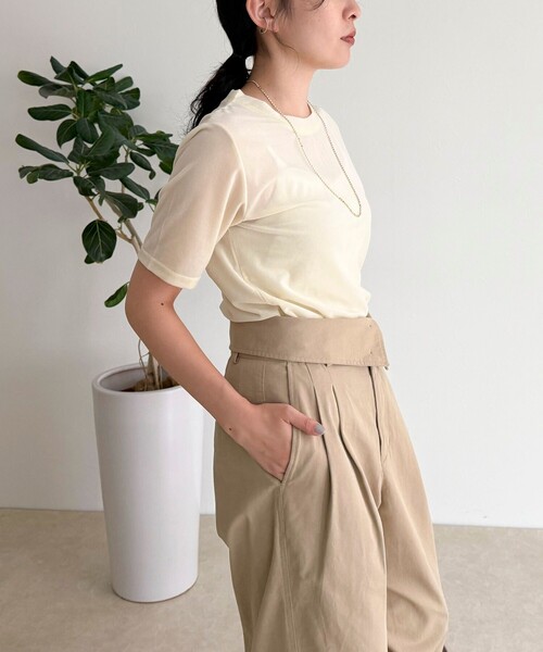 fredy emue（フレディエミュ）の「ベロア半袖Tシャツ（Tシャツ/カットソー・レディース・ブラック/ピンク/ブラウン/クリーム・38）」の12枚目の写真