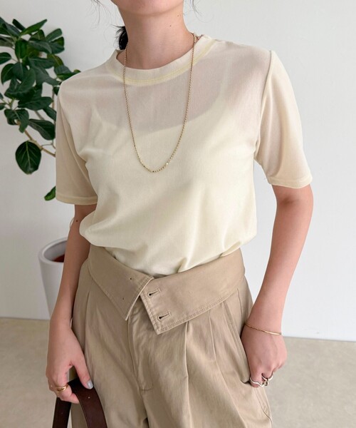 fredy emue（フレディエミュ）の「ベロア半袖Tシャツ（Tシャツ/カットソー・レディース・ブラック/ピンク/ブラウン/クリーム・38）」の14枚目の写真