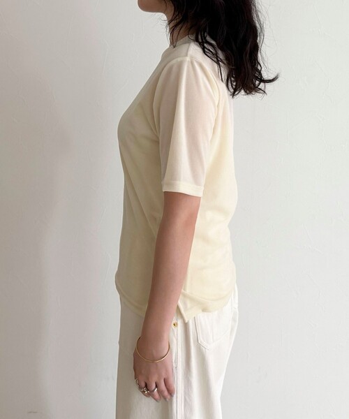 fredy emue（フレディエミュ）の「ベロア半袖Tシャツ（Tシャツ/カットソー・レディース・ブラック/ピンク/ブラウン/クリーム・38）」の16枚目の写真