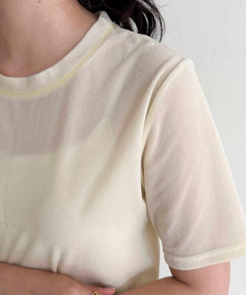 fredy emue（フレディエミュ）の「ベロア半袖Tシャツ（Tシャツ/カットソー・レディース・ブラック/ピンク/ブラウン/クリーム・38）」の22枚目の写真