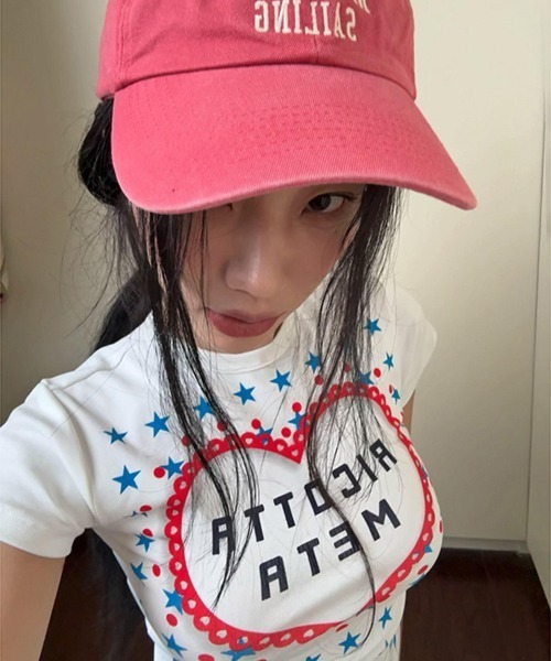 gossip!ロサンゼルス(ゴシップロサンゼルス)の「Y2K ハート★スター クルー半袖T フェミニン可愛いトップス(Tシャツ/カットソー・レディース・ホワイト・FREE)」の6枚目の写真