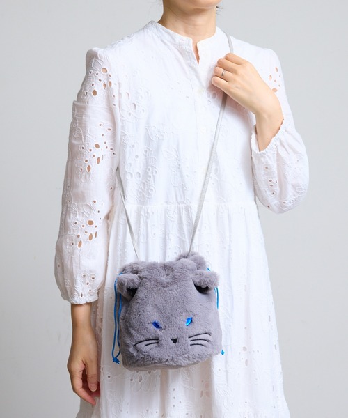COMMON WARE(コモンウェアー)の「EM : 猫 秋冬 ファー|ハルキャット巾着ショルダー(ショルダーバッグ・レディース・アイボリー/ブラック/グレー/キャメル・FREE)」の22枚目の写真