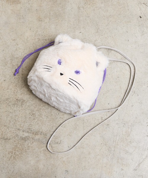 COMMON WARE(コモンウェアー)の「EM : 猫 秋冬 ファー|ハルキャット巾着ショルダー(ショルダーバッグ・レディース・アイボリー/ブラック/グレー/キャメル・FREE)」の10枚目の写真