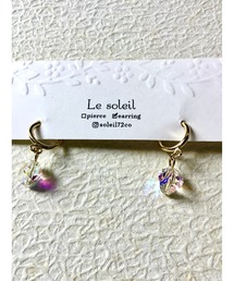 【Le soleil】変形スワロフスキー フープイヤリング(MA)