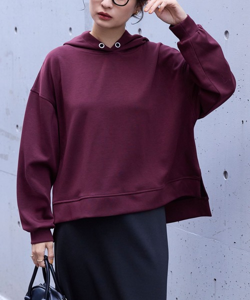 イージードライダンボールニットボリュームスリーブプルオーバーパーカー