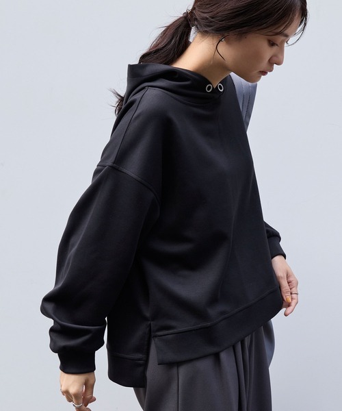 イージードライダンボールニットボリュームスリーブプルオーバーパーカー