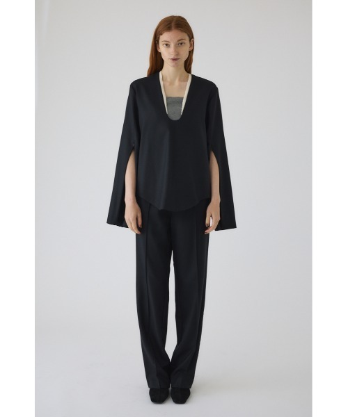 RIM.ARK（リムアーク）の「Wool saxony U curve tops ウールサキソニーユーカーブトップス（シャツ/ブラウス・レディース・ブラック/グレー・FREE）」の3枚目の写真